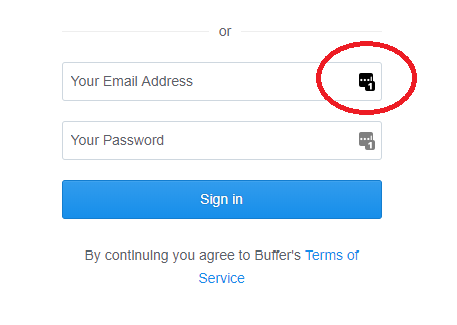 Form di login con icona LastPass evidenziata